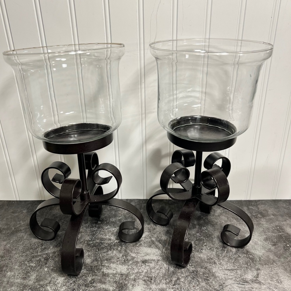 Vintage Black Metal and Glass Candle Holders | Goth Lux